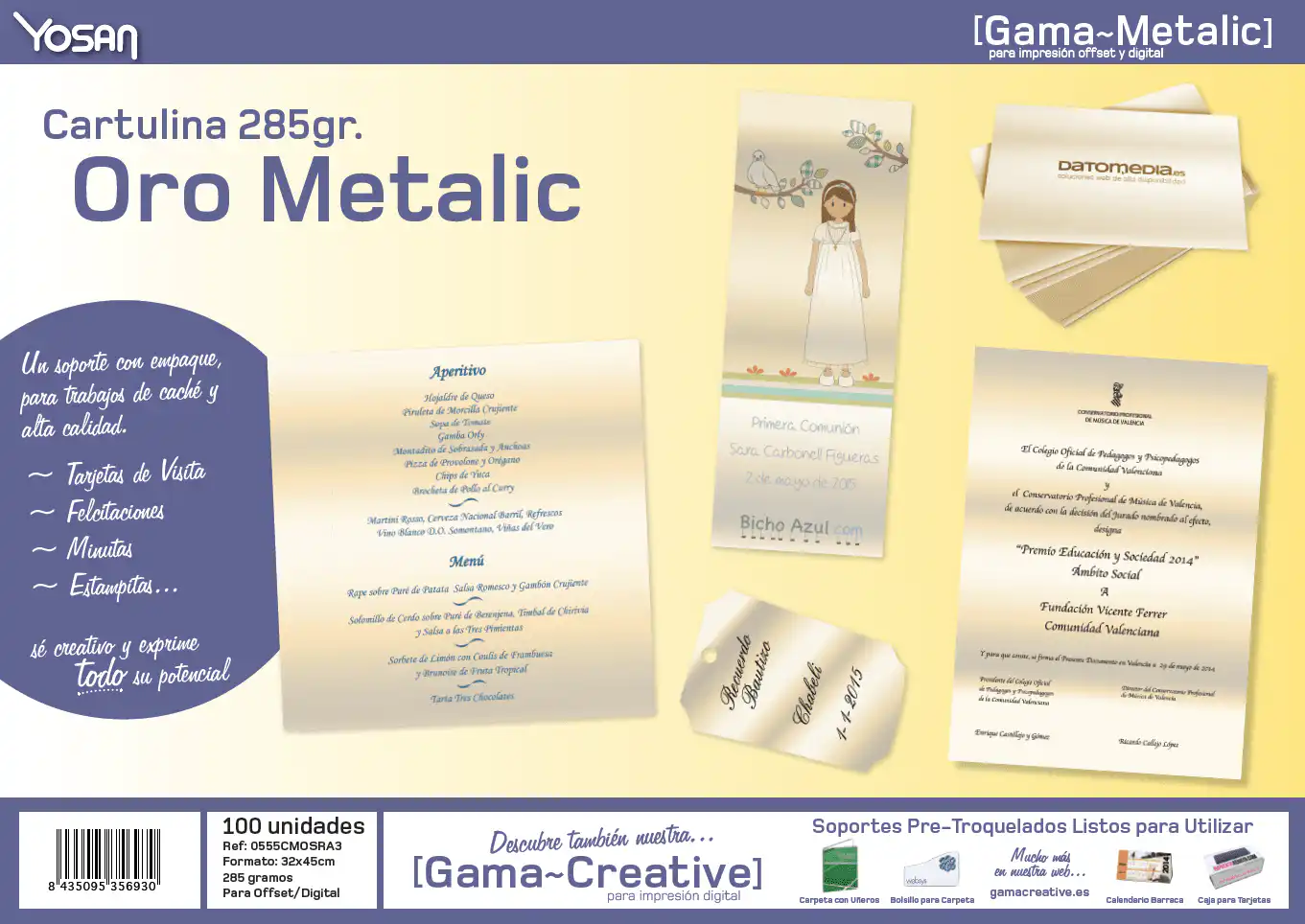 compra cartulina blanca oro metálica SRA3 285gr