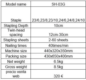 Grapadora doble ficha tecnica