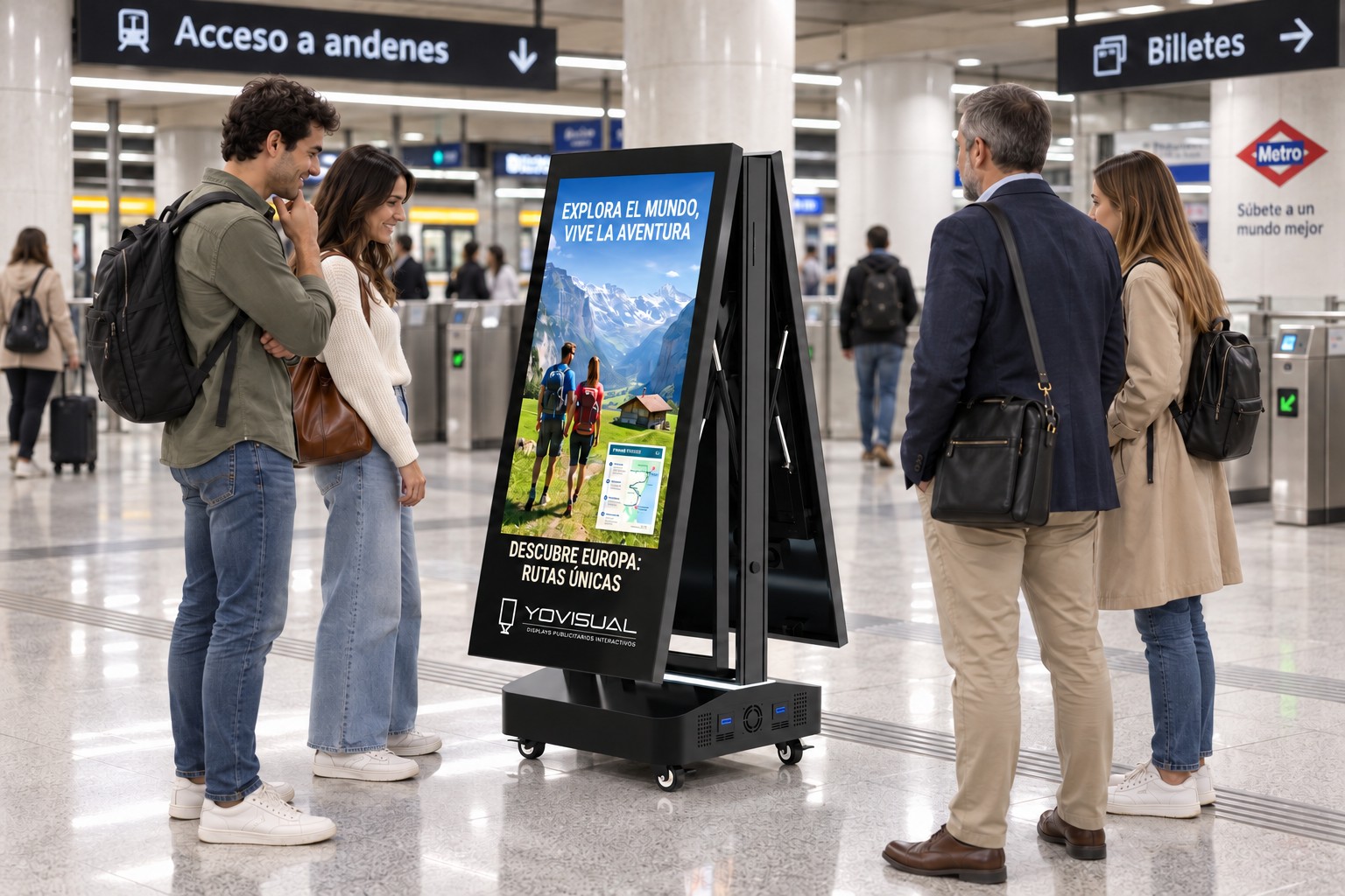Gestión remota del contenido de la pantalla publicitaria doble cara desde la nube