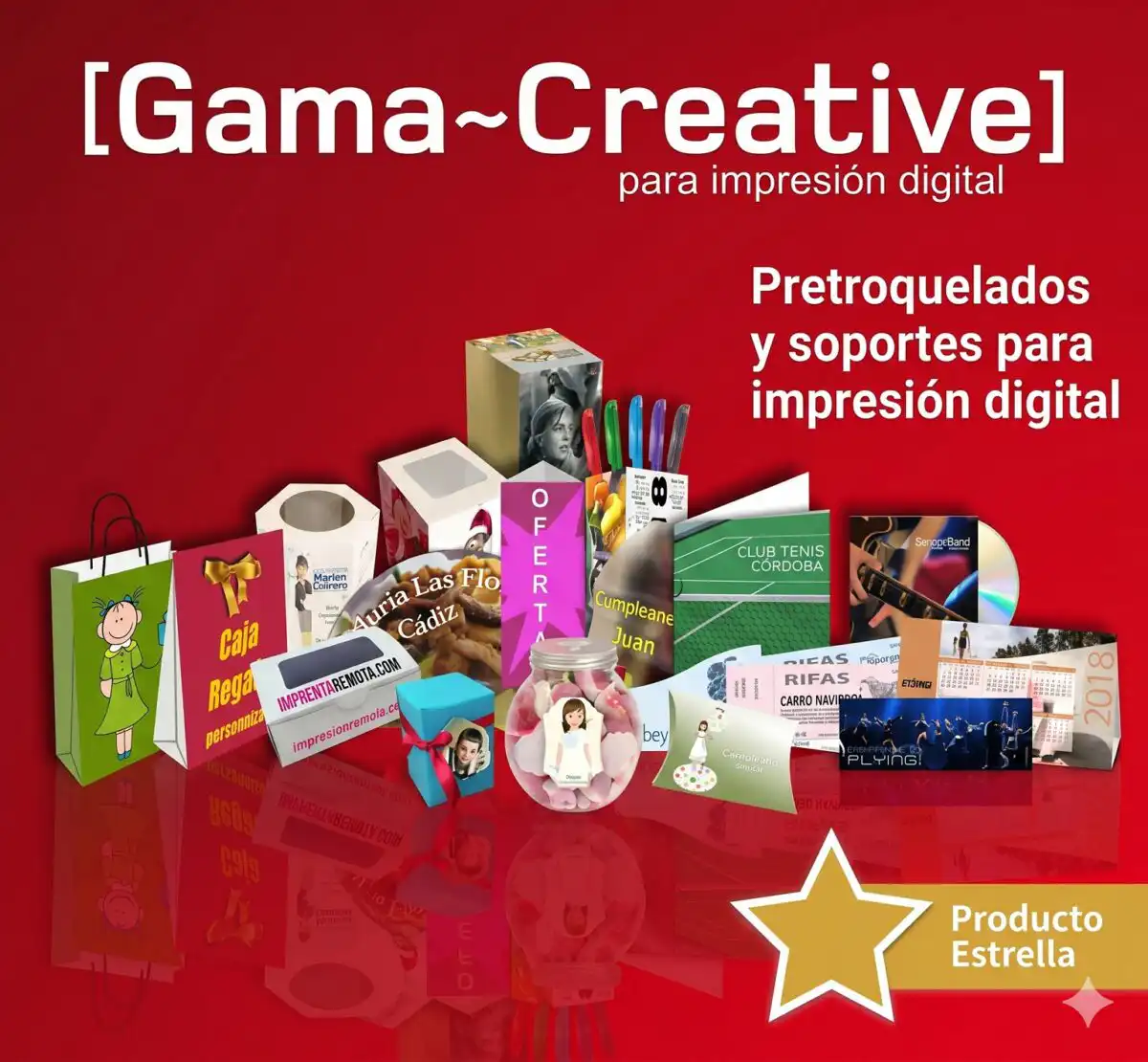 Pretroquelados imprimibles Gama Creative MerkaPrinter: cajas, pulseras, abanicos y soportes personalizables para imprenta digital