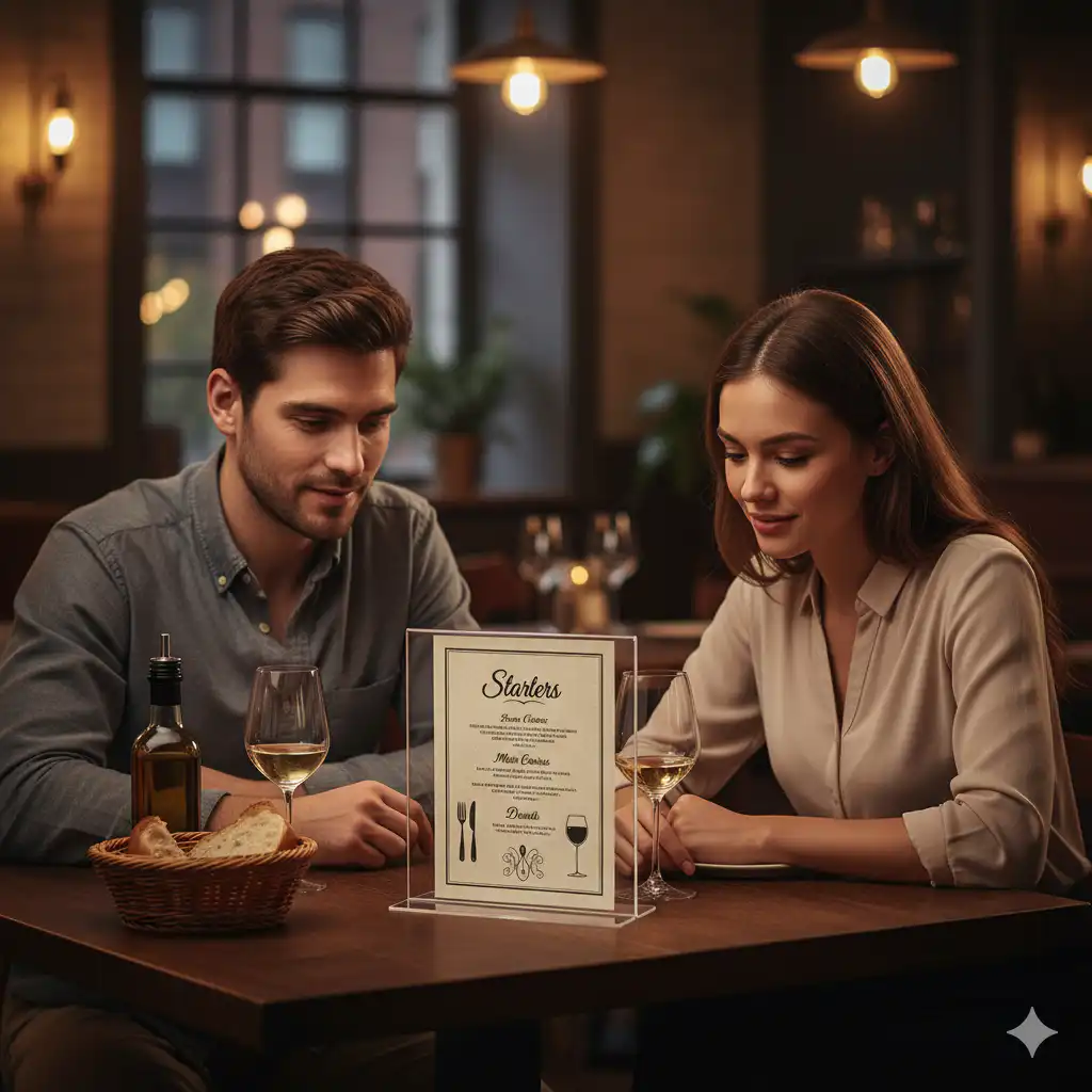 porta menús sobremesa 1/3 A4 transparente