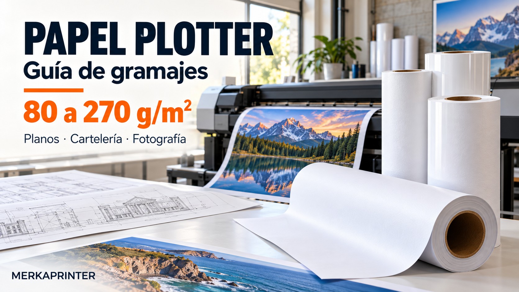 Bobinas de papel plotter de distintos gramajes en Merkaprinter