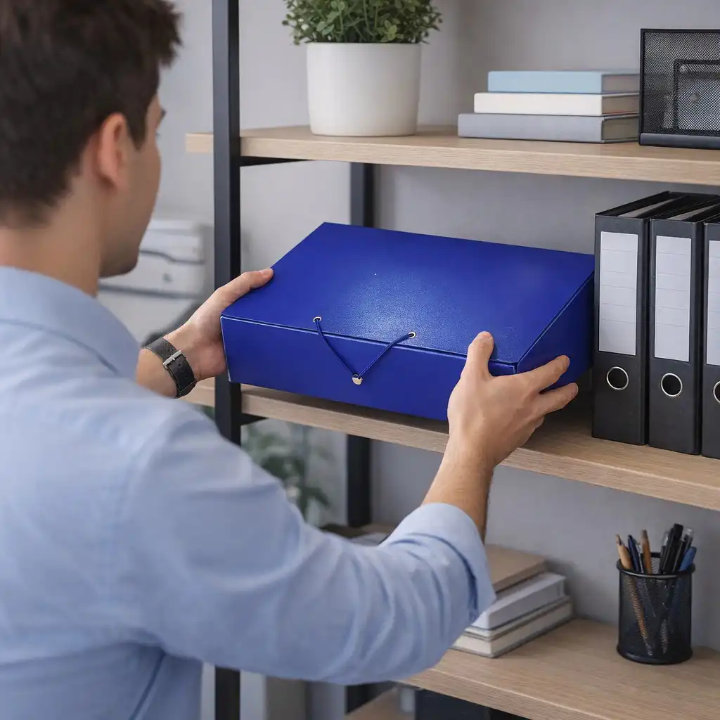 carpetas de proyecto con gancho azul