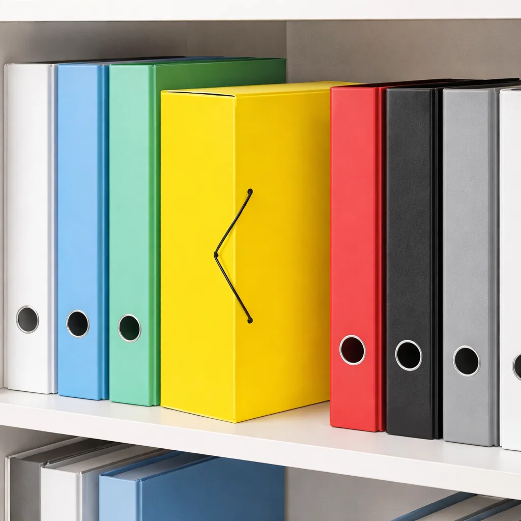 carpeta A4 con gancho y goma amarilla