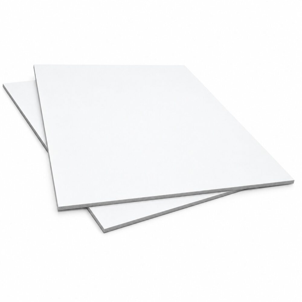 Cartón pluma 10mm blanco usado como panel de señalización interio