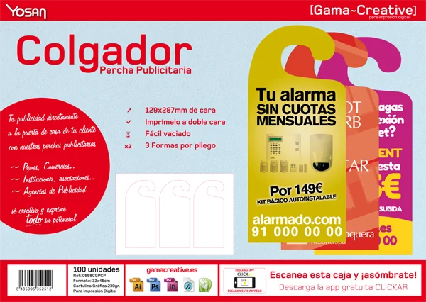 percha publicitaria imprimible 230 gramos