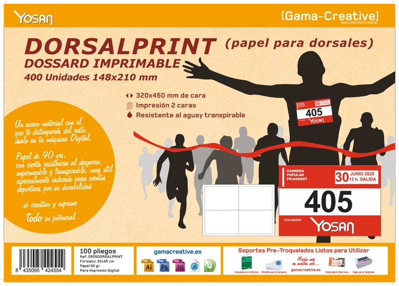Caja emblistada de papel para dorsales de la gama creative