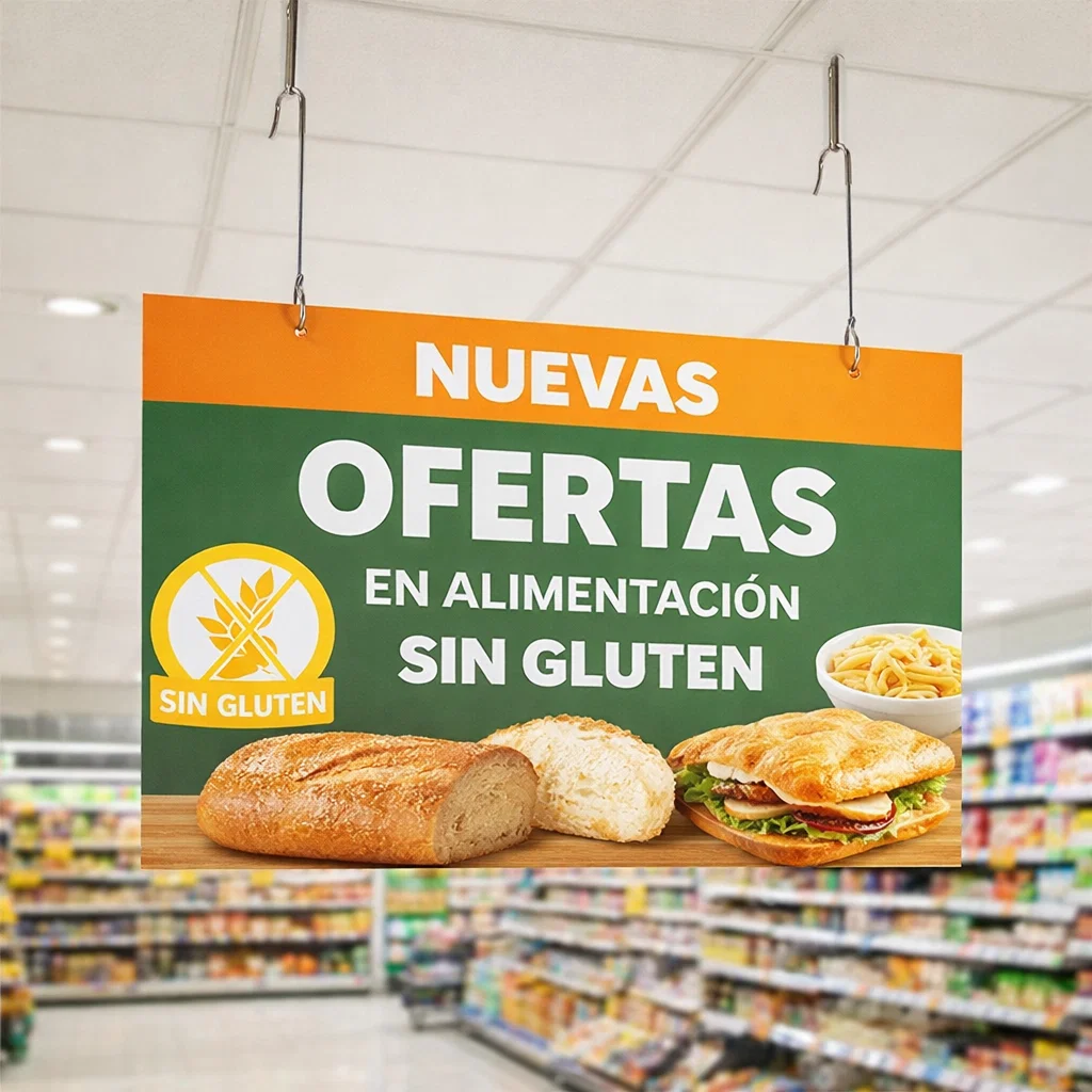 ganchos metálicos extensibles con muelle para publicidad