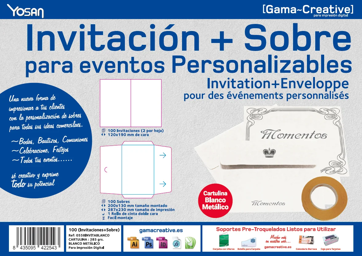 tarjeta de invitacion acabado iridiscente