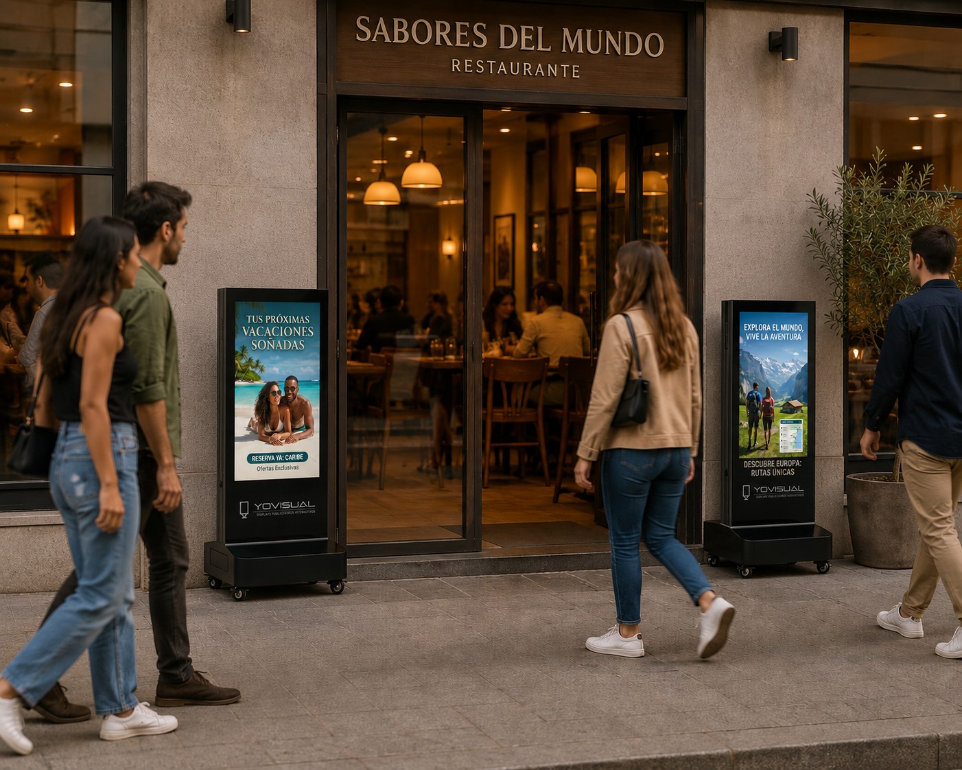 pantalla publicitaria doble cara con batería exterior IP65
