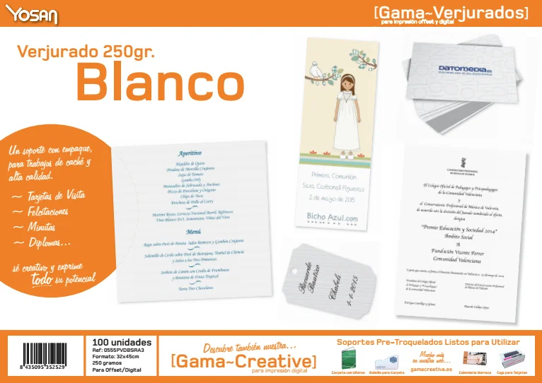papel verjurado blanco invitaciones