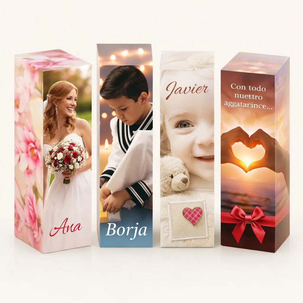 caja de vino personalizable individual para botella 37,5 cl