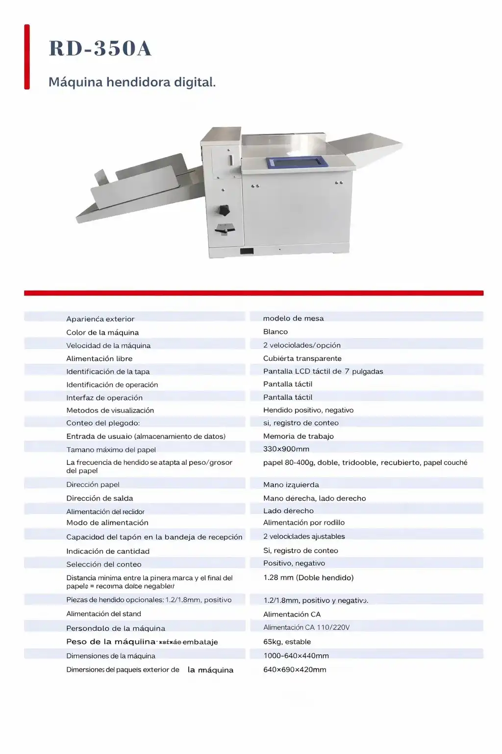 especificaciones Hendidora Microperforadora Eléctrica Yosan340 