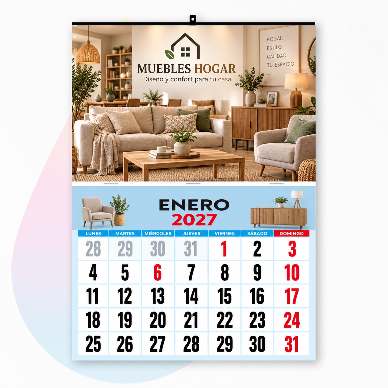 Varillas metálicas para calendarios de pared