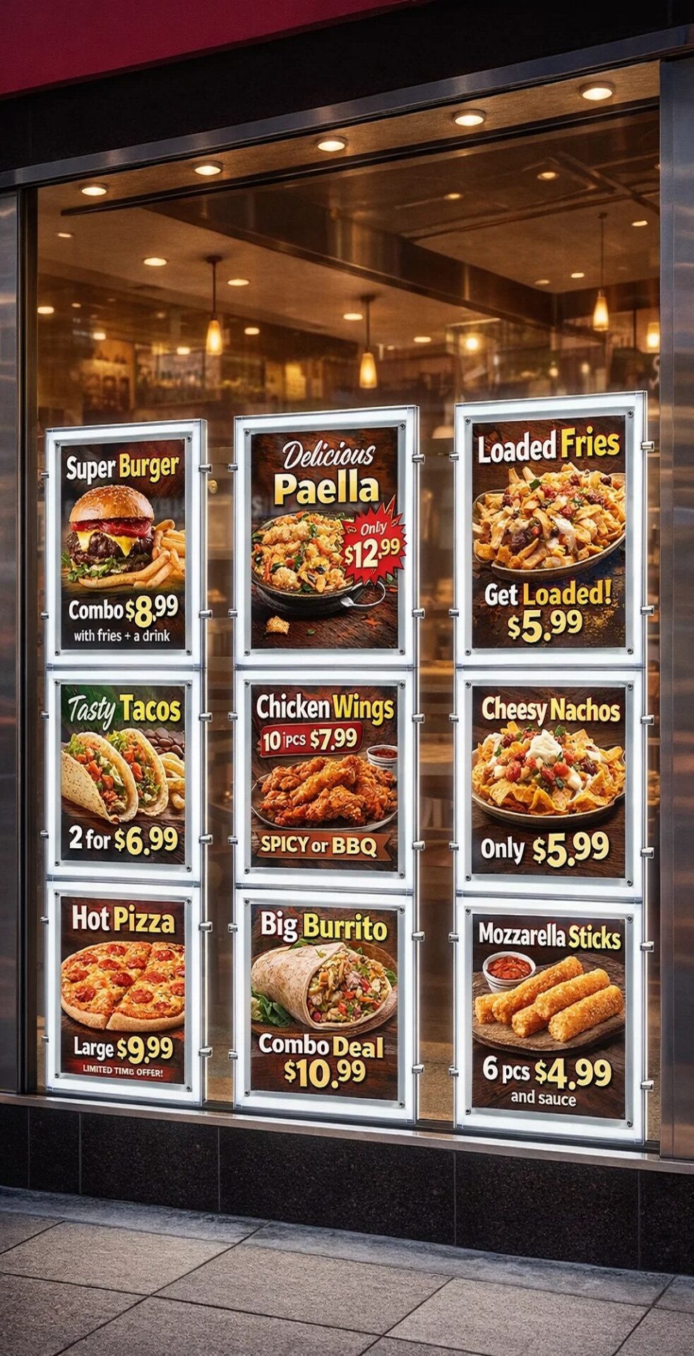 marco retroiluminado en formato vertical