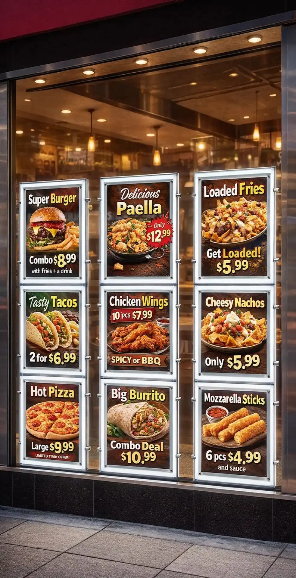 marco retroiluminado en formato vertical